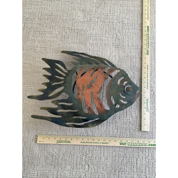 Large Metal Fish Sculpture From Cabo. With Candle Holder. Hanging - Picture 2 of 16
